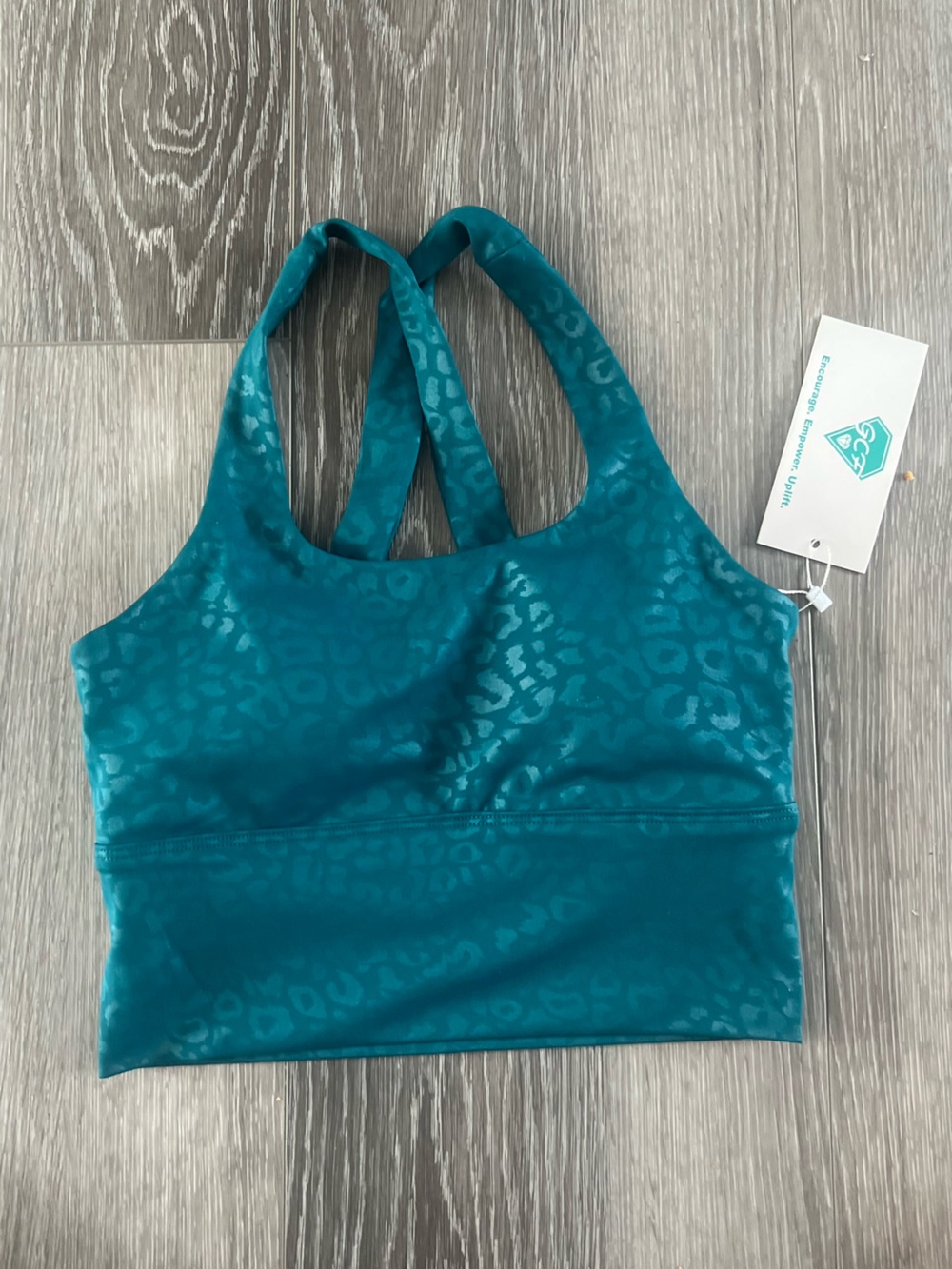 Teal Animal-Print Sports Bra Top